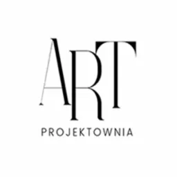 Eleganckie logo firmy 'ART Projektownia' z minimalistycznym, czarno-białym designem i wyraźnym typograficznym znakiem.