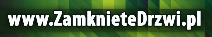 Grafika z adresem strony internetowej www.ZamknieteDrzwi.pl na zielonym tle, prawdopodobnie firmy z Lęborka.