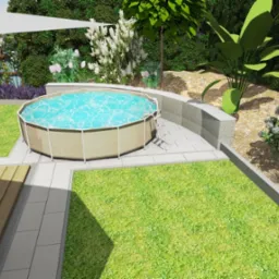 Projekt i wizualizacja tarasu z miejscem na basen