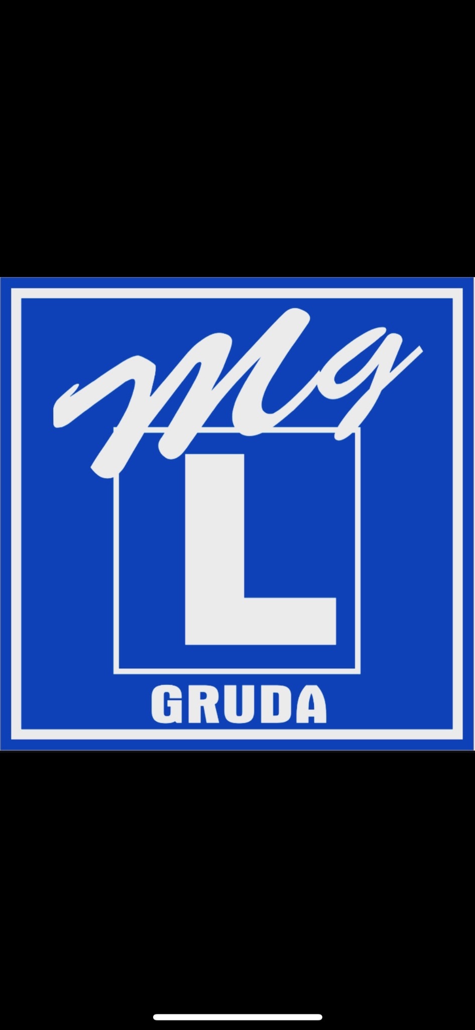 Logo firmy z literami MG i dużą literą L, oraz słowem GRUDA na niebieskim tle w białej ramce.