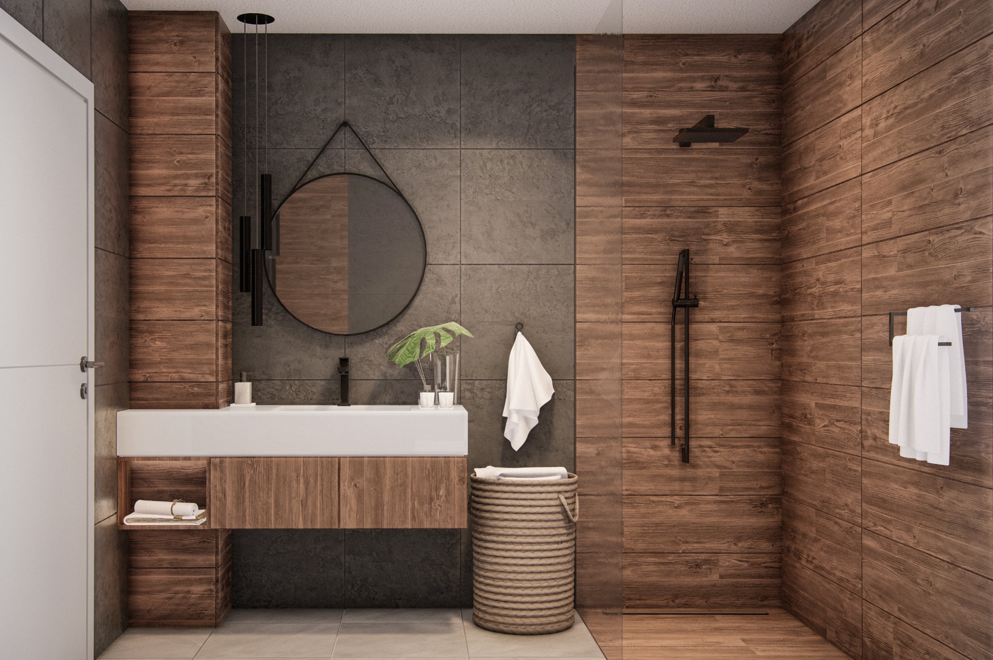 Projekt wnętrza łazienki w Częstochowie, zlecenie prywatne