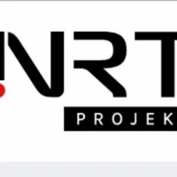 Logo firmy NRT Projekt z czerwonym akcentem w postaci kropki nad literą I.
