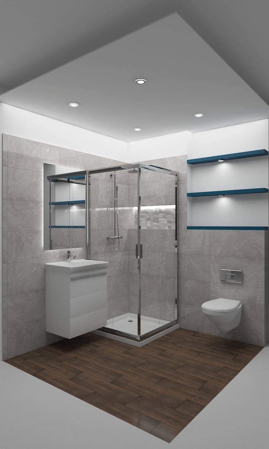 projekt łazienki w bloku / wizualizacja