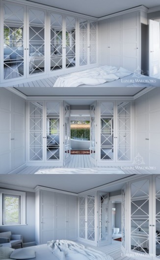 szafy na miare w stylu moden glamour z ukrytym przesciem do łazienki