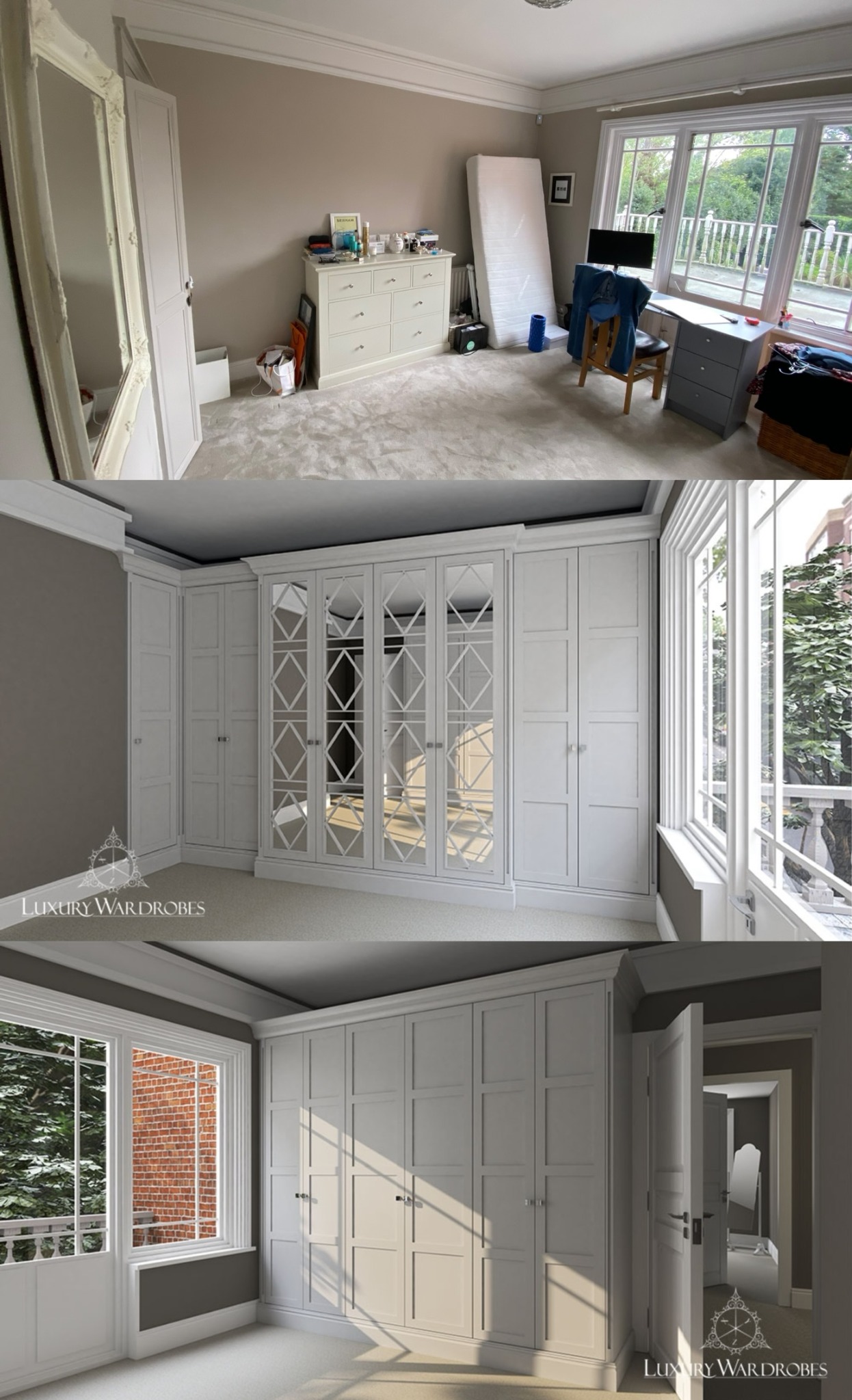 wolny pokoj przerobiony na dressing room w stylu modern glamour/ wzory własne