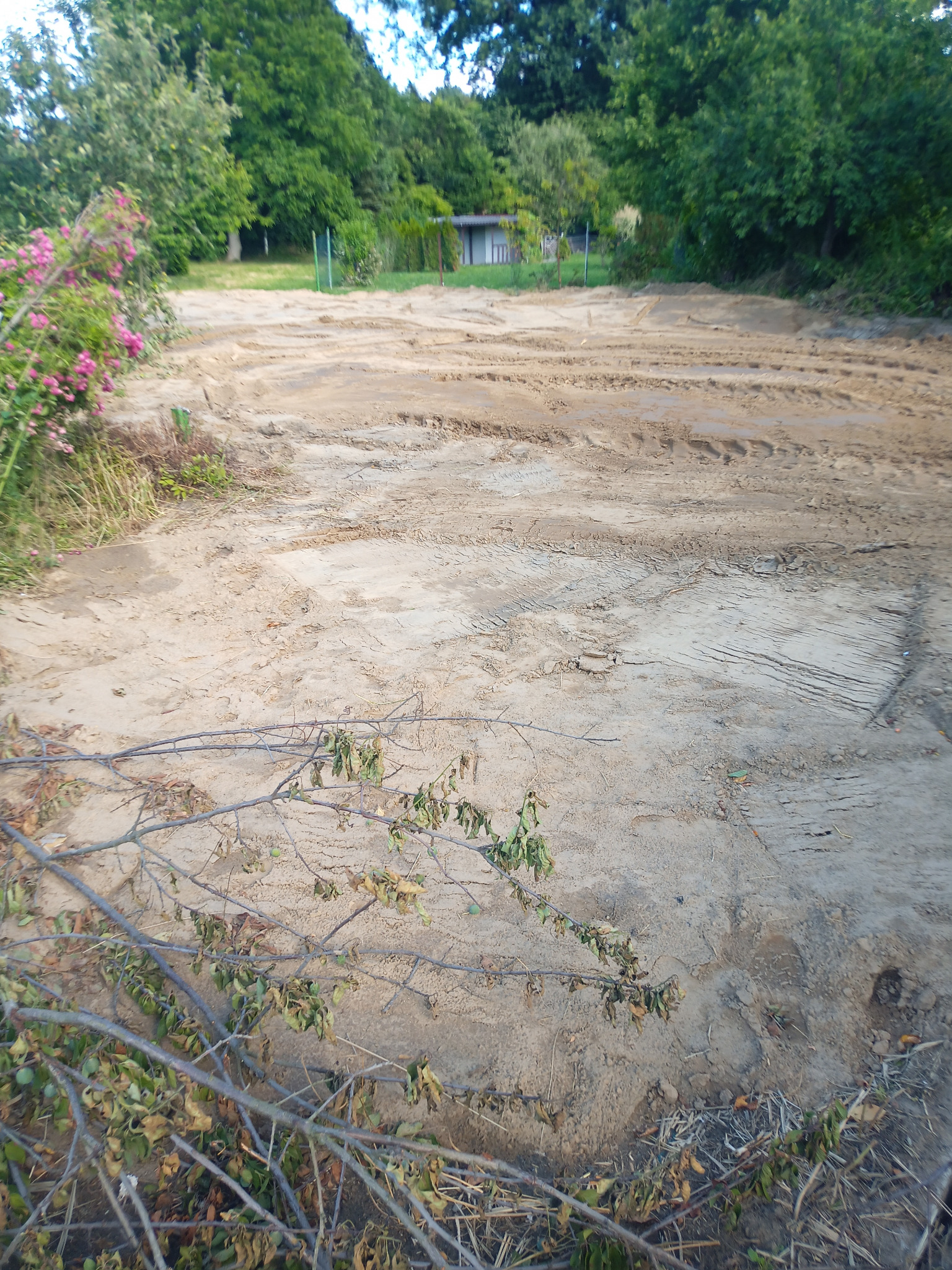 Działka po wyburzeniu altany i wyrównaniu terenu.