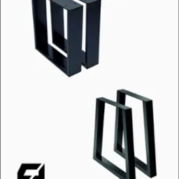 Dwie pary czarnych, metalowych nóg do stołu, o prostokątnym profilu, ustawione na białym tle; widoczne otwory montażowe i logo producenta Fabryka Form.