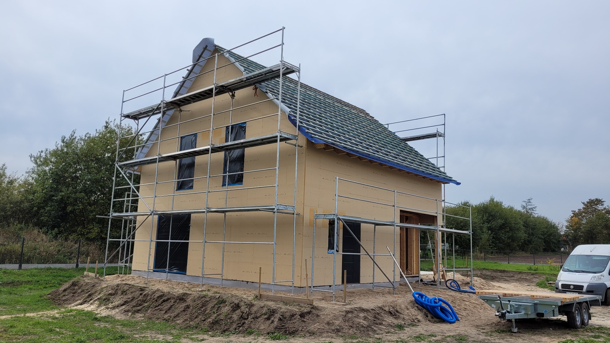 Elewacja domu szkieletowego z płyt Steico