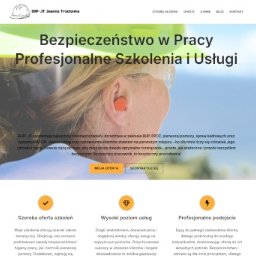 Projekt responsywnej strony internetowej, strona firmowa z branży BHP, świadcząca usługi w szerokim zakresie w tej dziedzinie.