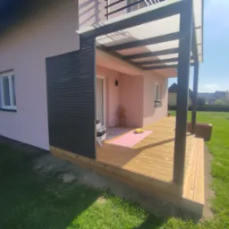 Deska thermo sosna, pergola grafitowa z poliwęglanem mlecznym