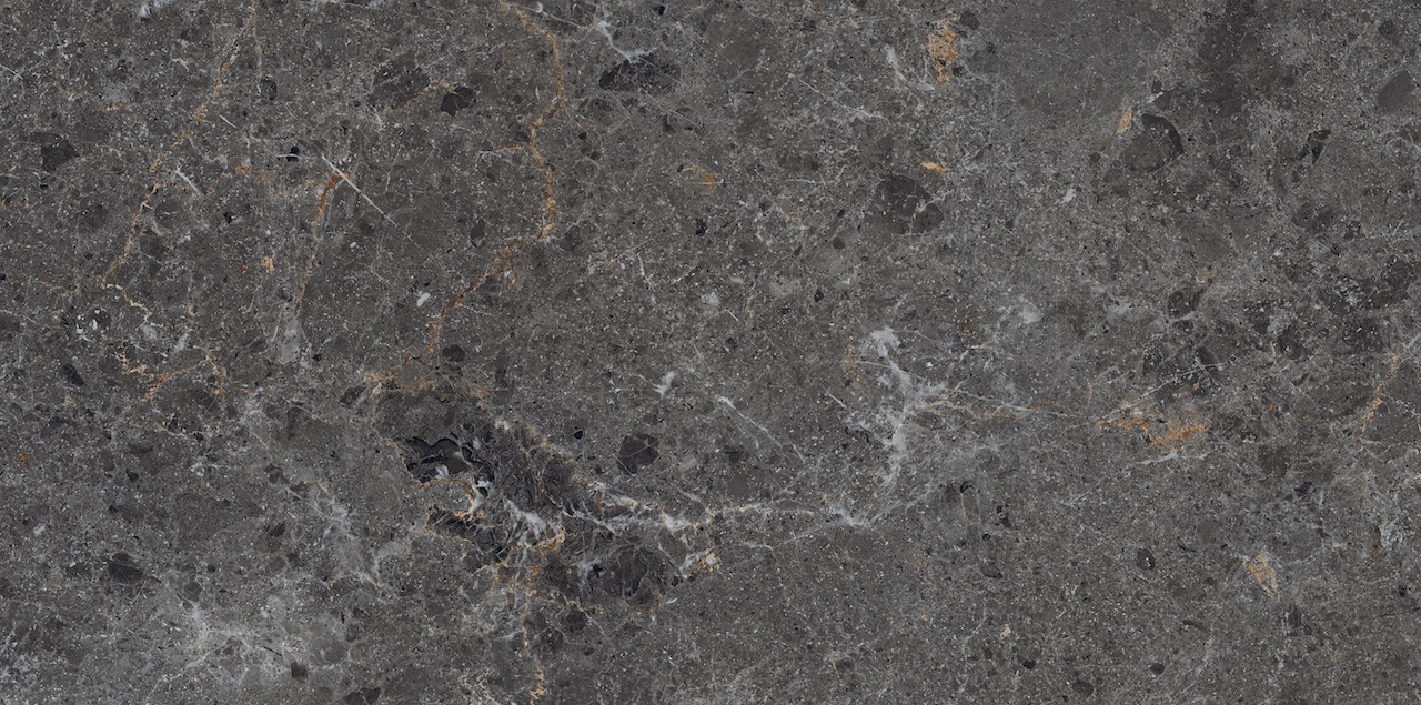 Płyta podłogowa DOCZE NATURAL EMPERADOR o wymiarach 120x60 i 120x120 cm, w odcieniach szarości z delikatnymi białymi i złotymi żyłkami, prezentująca teksturę kamienia.