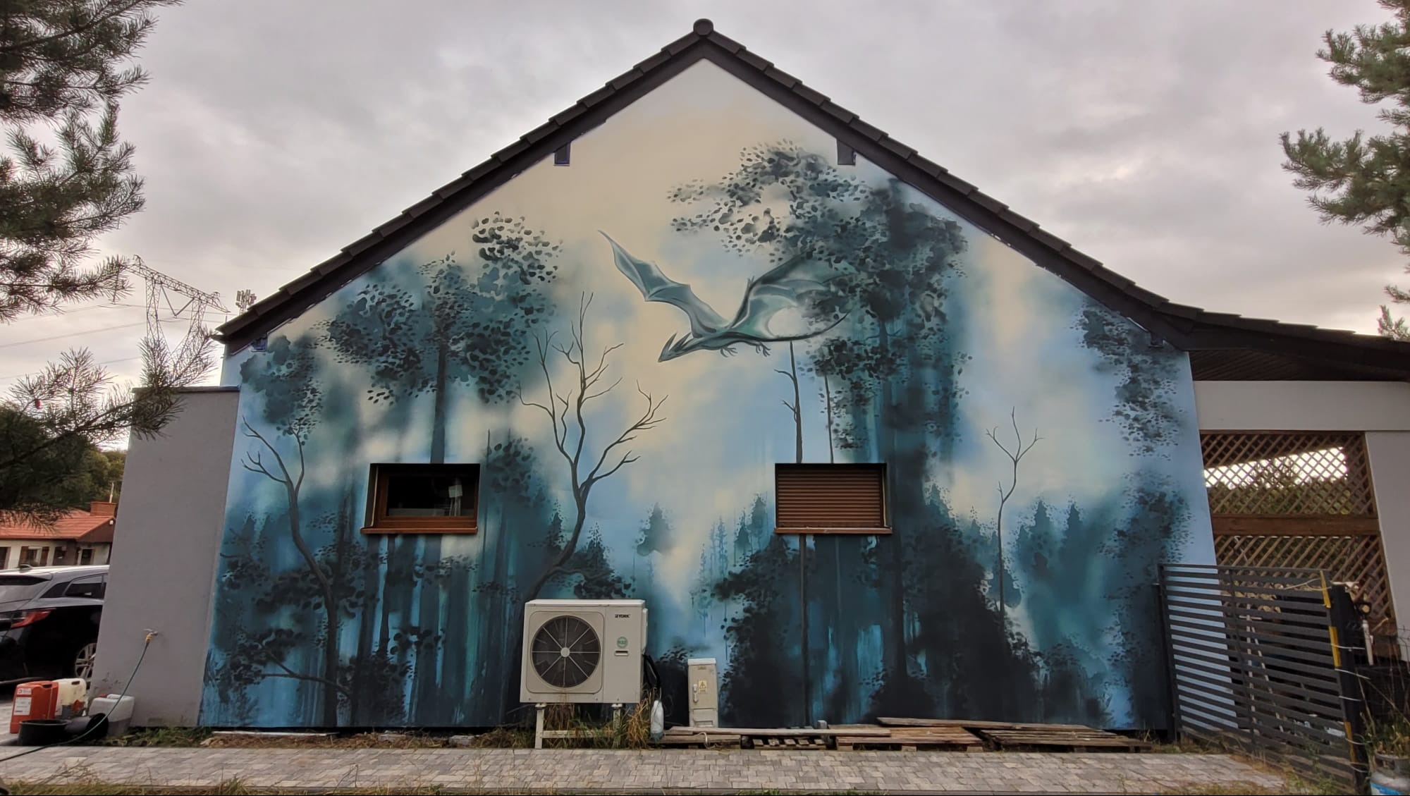 Mural na domu prywatnym wykonany przeze mnie