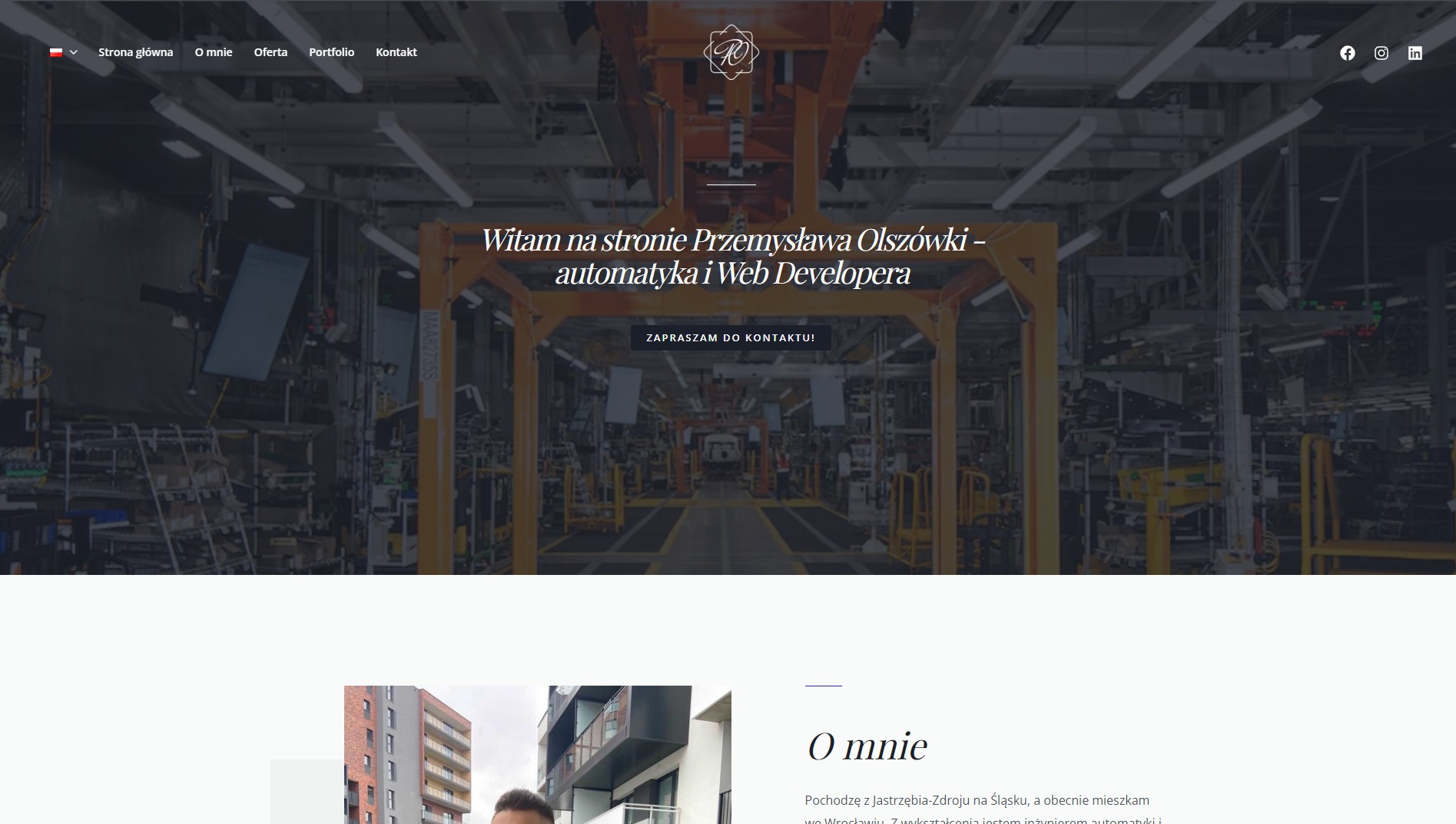 Strona główna mojej strony wizytówki.