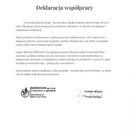 Współpracuję z firmą Berndson w zakresie realizacja projektów rozwojowych głównie dla firm sektora produkcyjnego, publicznego jak również dla innych sektorów.