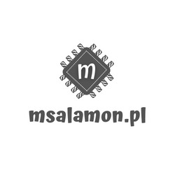 Logo firmy msalamon.pl w formie litery 'm' umieszczonej w stylizowanej ramce przypominającej układ scalony, z adresem strony internetowej poniżej.