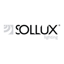 Logo firmy Sollux lighting z subtelnym symbolem graficznym fal po lewej stronie i nazwą firmy w czcionce bezszeryfowej, z dopiskiem 'lighting' w mniejszej, szarej czcionce.