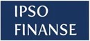 Logo firmy 'IPSO FINANSE' na ciemnoniebieskim tle.