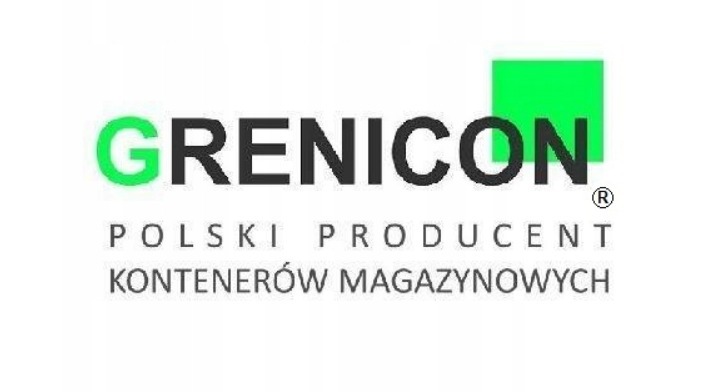 Logo firmy Grenicon, polskiego producenta kontenerów magazynowych, z zielonym akcentem kolorystycznym.