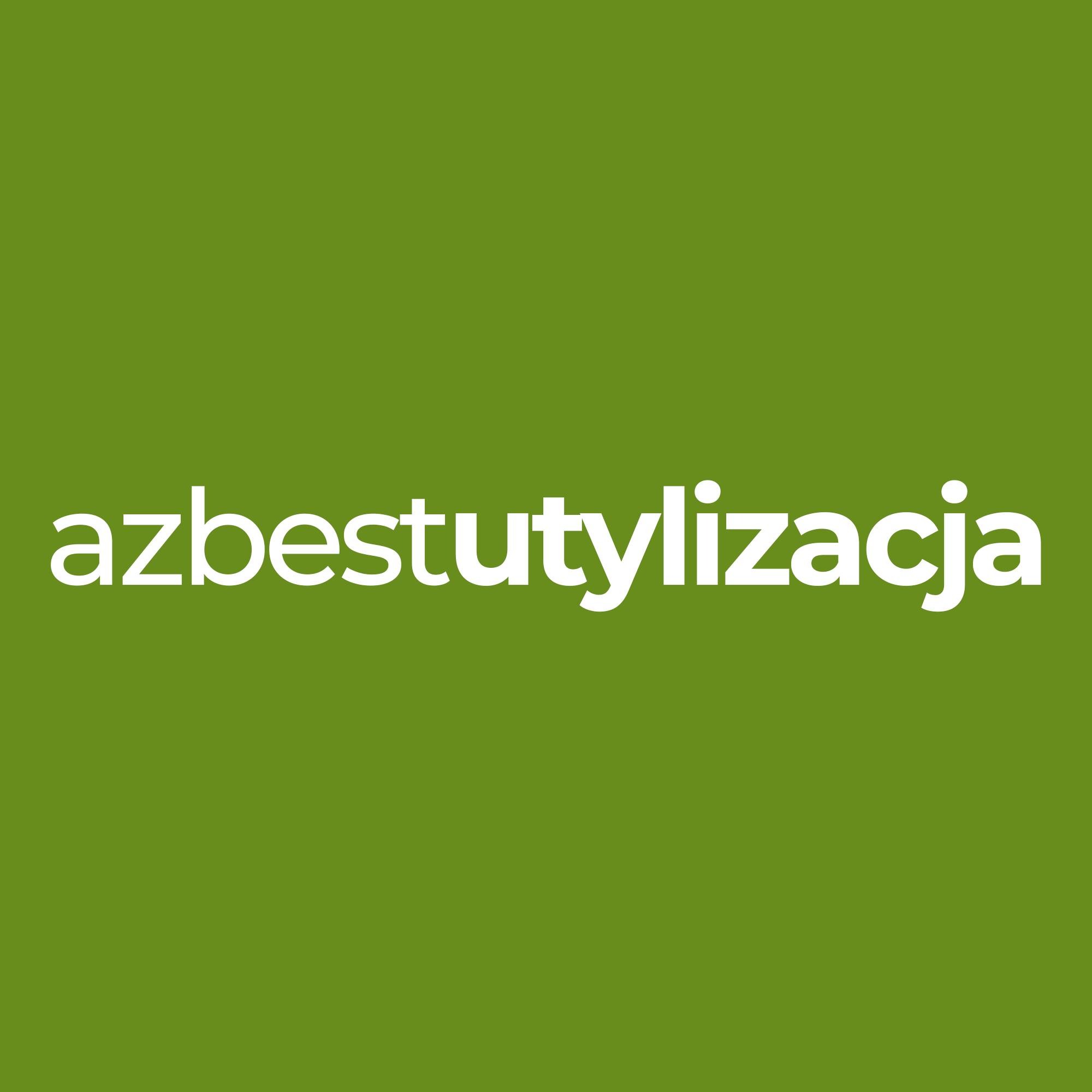 Logo firmy 'azbestutylizacja' na zielonym tle, potencjalnie z Kobysewa.
