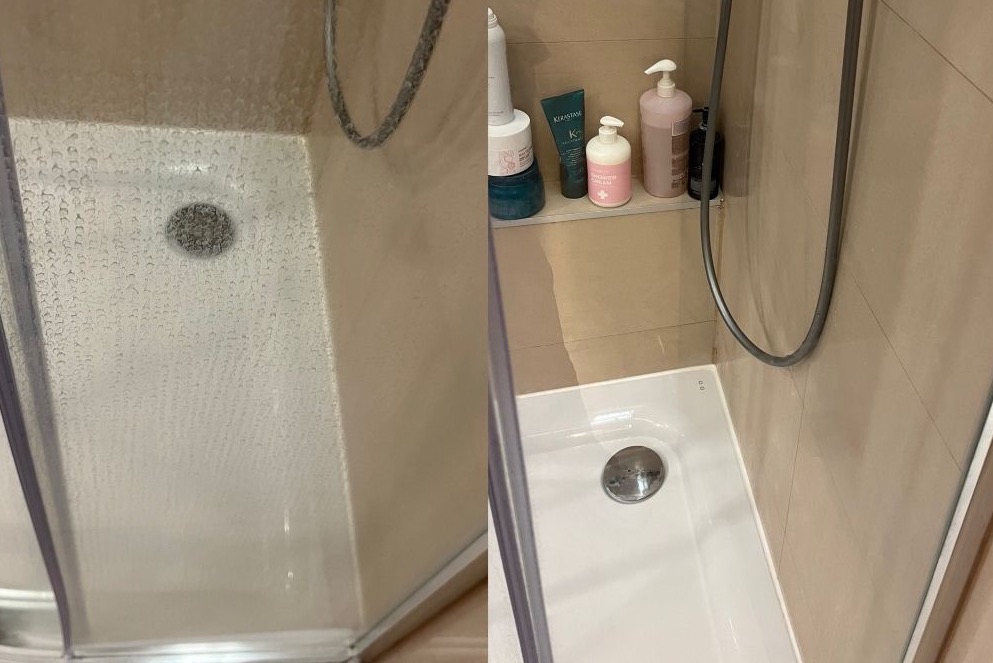 Przed i po myciu kabiny prysznicowej