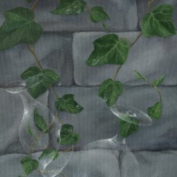 Bluszcz z kieliszkami, akryl na płótnie