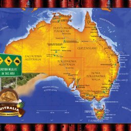 Mapka do książki "Australia" Barbary Dmochowskiej.
"Biblioteka Poznaj Świat"