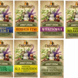 Seria etykiet na herbaty ziołowe