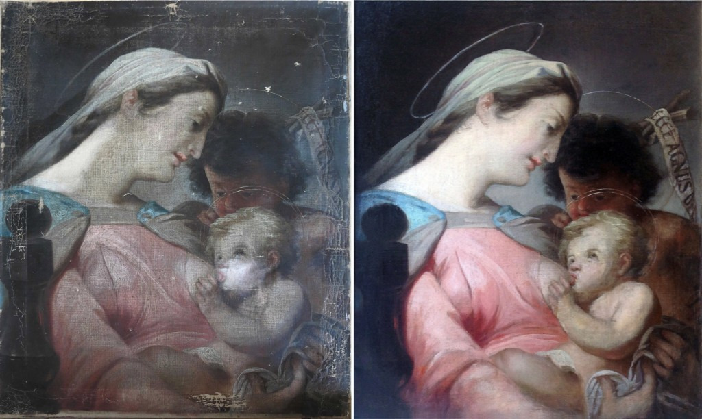 obraz przed i po konserwacji