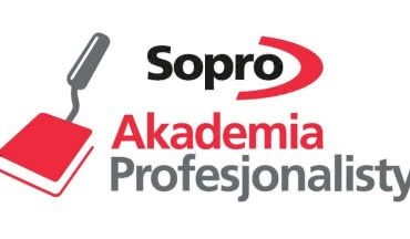 Logo Sopro Akademia Profesjonalisty z motywem kielni i czerwonej książki.