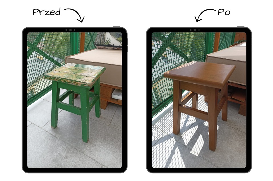 Renowacja taboretu drewnianego.