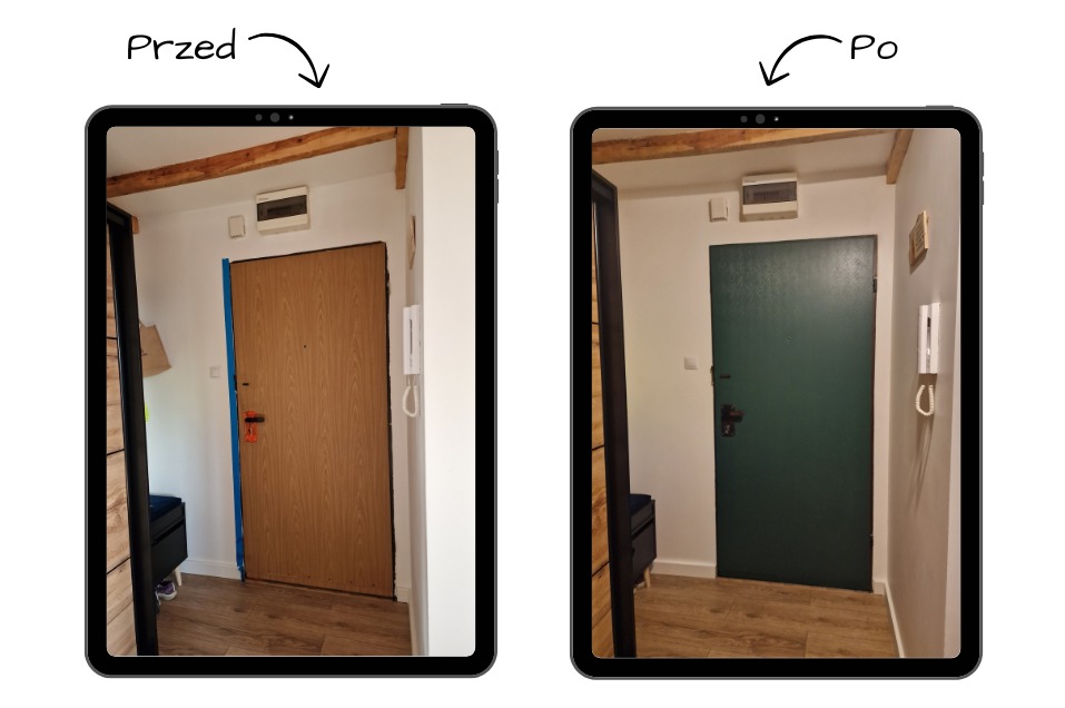 Pomalowanie drzwi wejściowych z przygotowaniem podłoża do malowania.