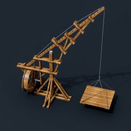 Wizualizacja żurawia z okresu średniowiecza