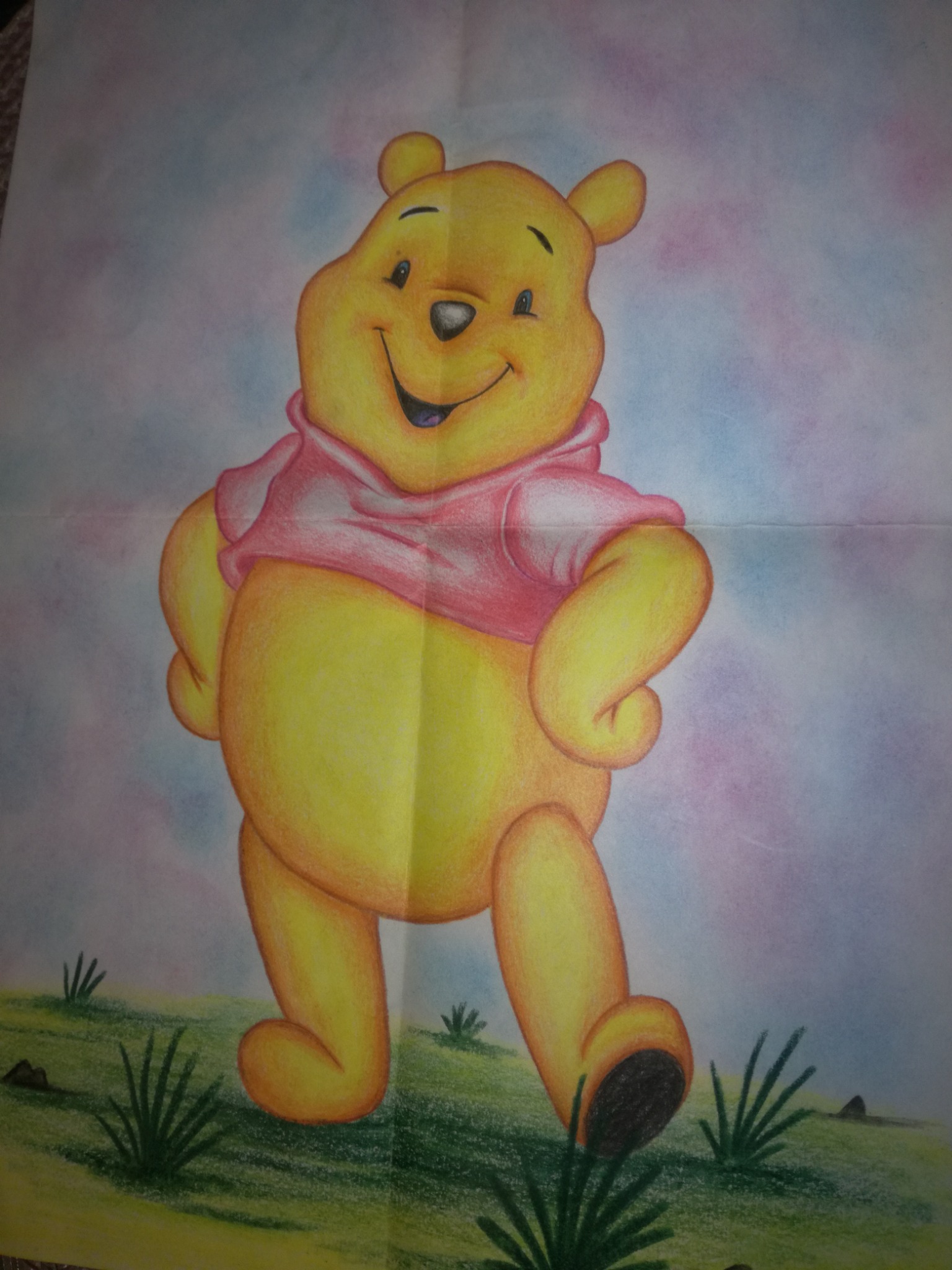 Kubuś na kartce ,kredką