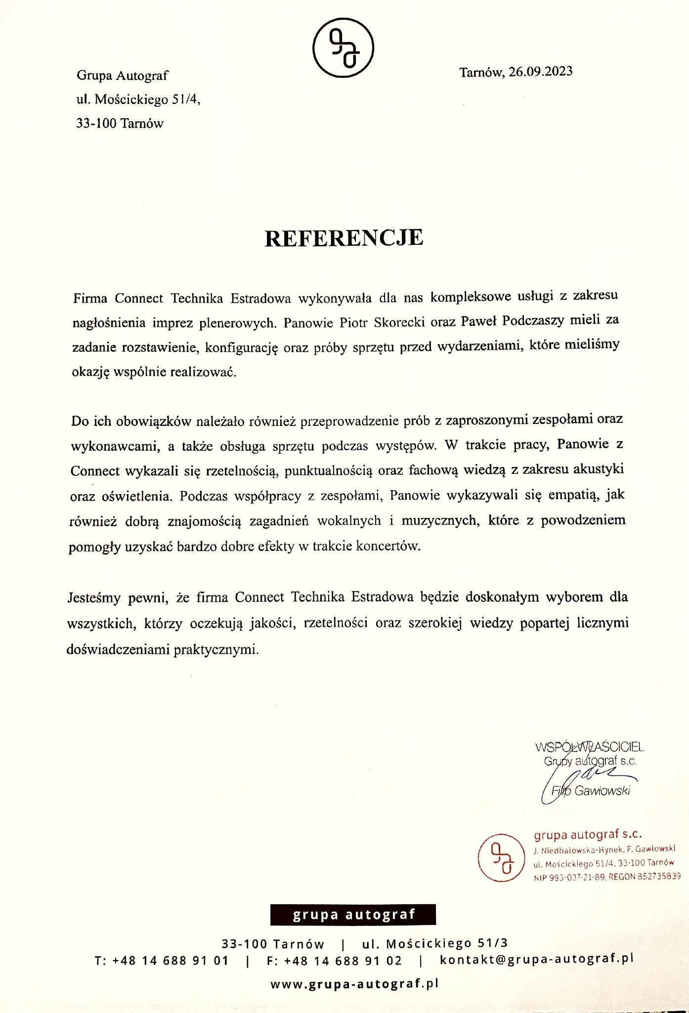 Referencje Grupa Autograf