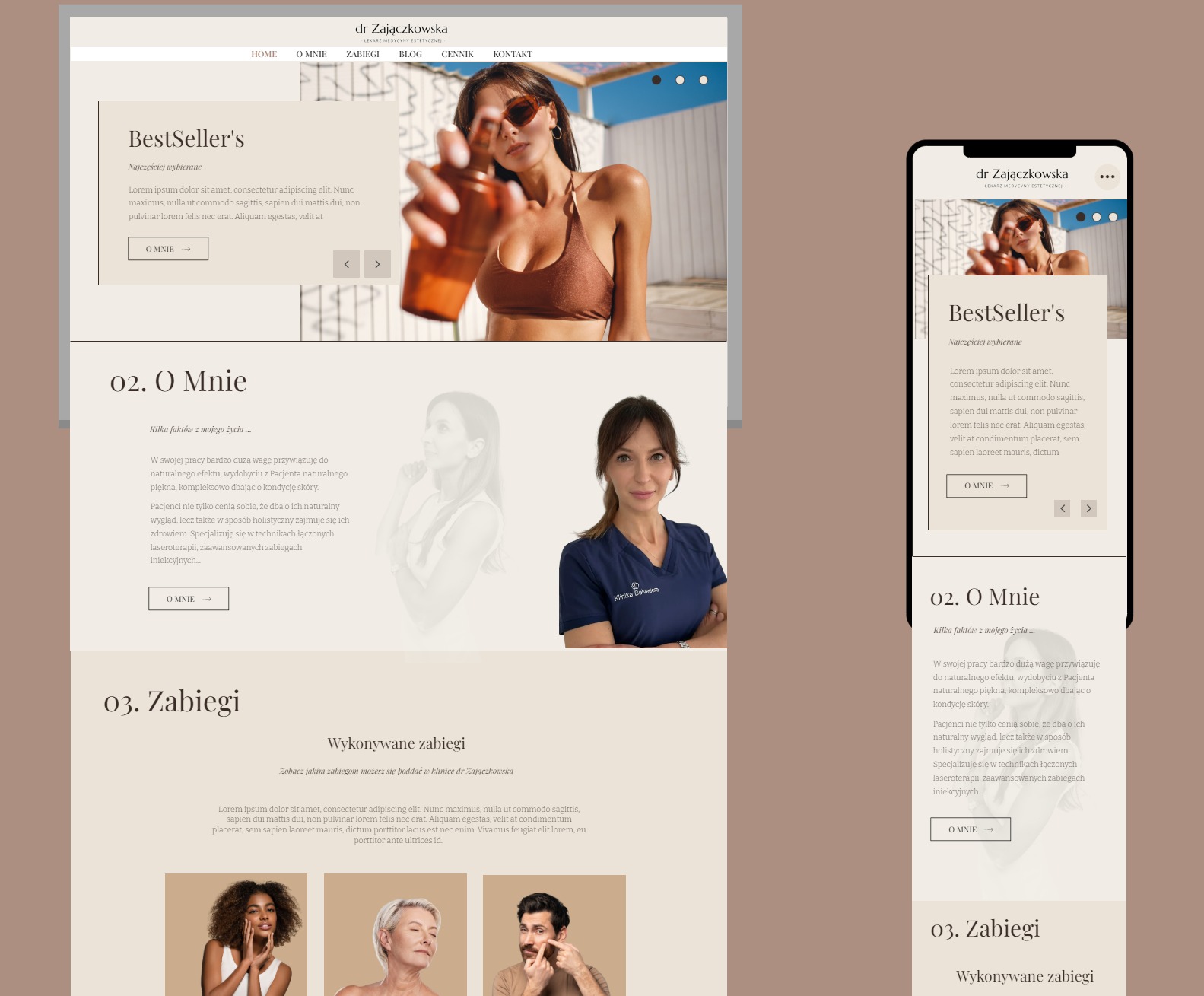 Projekt UX/UI odświeżenie designu aktywnej już strony dr Zajączkowska