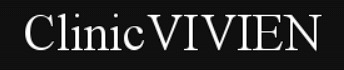 Logo Clinic VIVIEN na czarnym tle, białe litery w klasycznym kroju pisma.