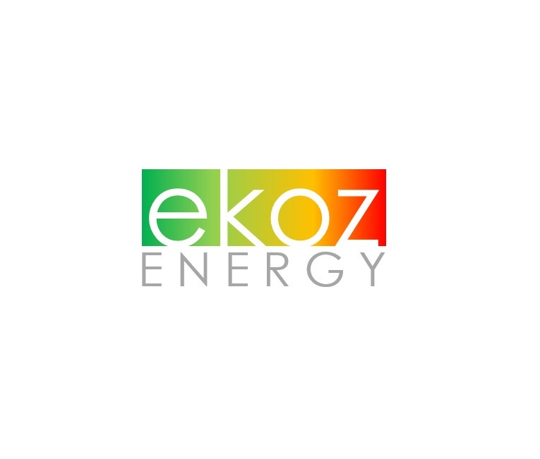 Logo firmy Ekoz Energy z gradientem kolorów od zielonego do czerwonego.