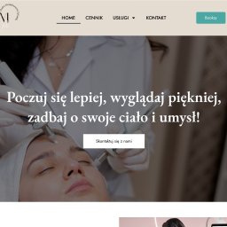 Igor Wydmuch Digital Innovations - Strona internetowa studia modelowania sylwetki Dreamfit. Widoczny zabieg na twarz modelki, tekst 'Poczuj się lepiej, wyglądaj piękniej'.