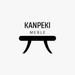 Logo firmy meblarskiej 'KANPEKI MEBLE' przedstawiające stylizowany stolik w kolorze czarnym na białym tle.