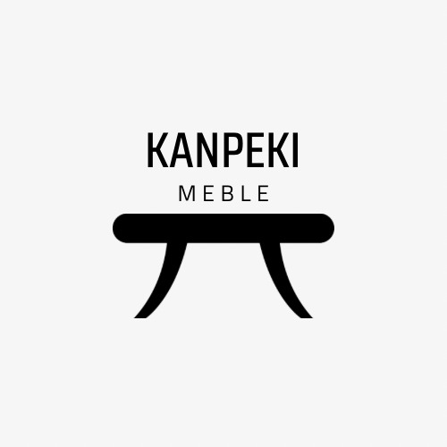 Logo firmy meblarskiej 'KANPEKI MEBLE' przedstawiające stylizowany stolik w kolorze czarnym na białym tle.