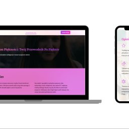Reflekz Studio - Prezentacja responsywnej strony internetowej salonu piękności na laptopie i smartfonie, wyświetlająca opinie klientów i ofertę usług.