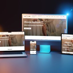 Arkadiusz Pietrukowicz ARCADIA - Responsywna strona internetowa sklepu z obuwiem damskim NatiShoes wyświetlona na monitorze, laptopie i tablecie, ukazująca nowoczesny design i dostępność na różnych urządzeniach.