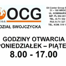 Logo Oil Center Group Sp. z o.o. Oddział Swojczycka z godzinami otwarcia od poniedziałku do piątku 8:00-17:00.