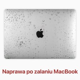 iDared Serwis - Serwis iPhone iPad MacBook iMac Apple Watch - Zamknięty srebrny MacBook z widocznymi kroplami wody na obudowie, sugerujący zalanie.