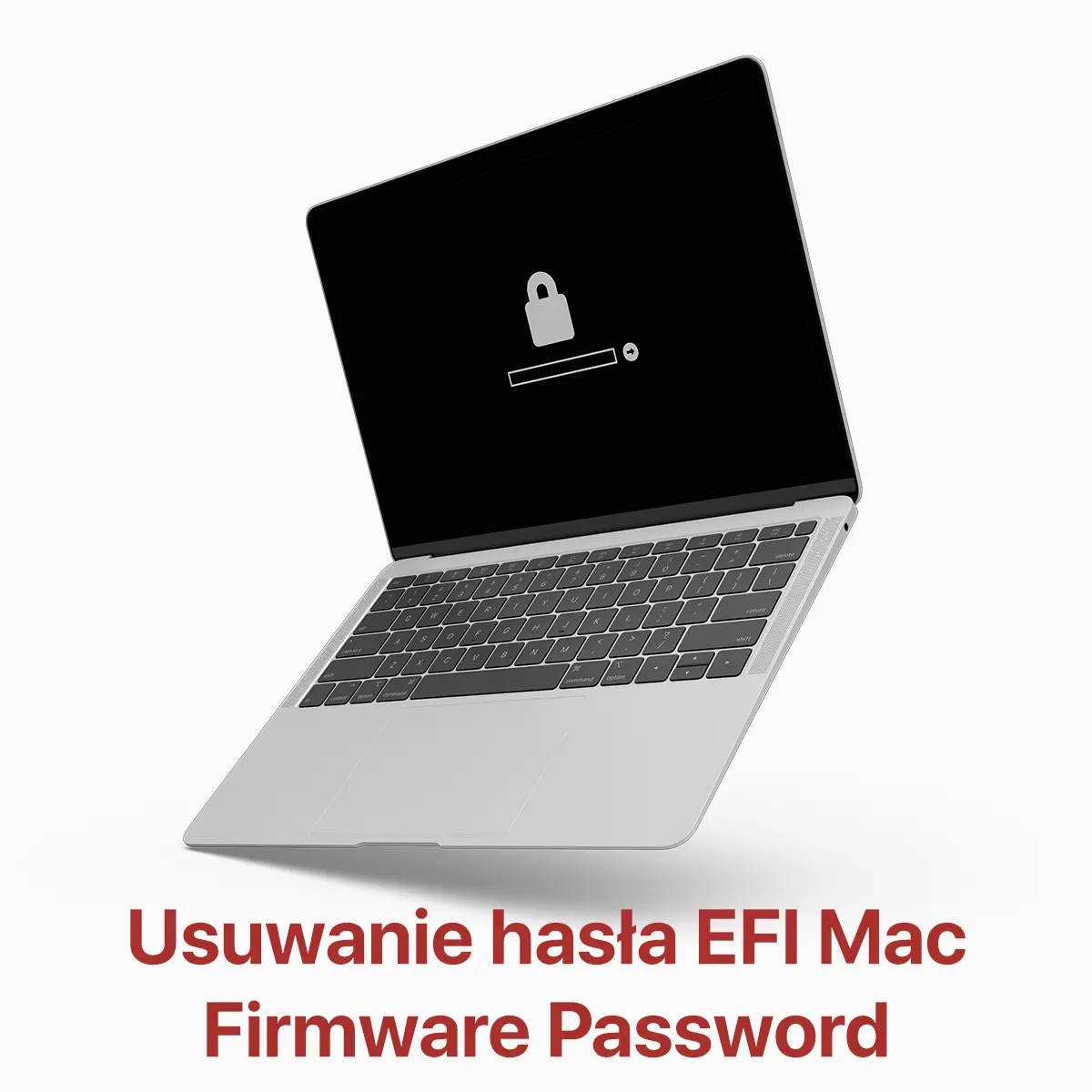 MacBook z symbolem kłódki na ekranie, sugerującym problem z hasłem EFI.