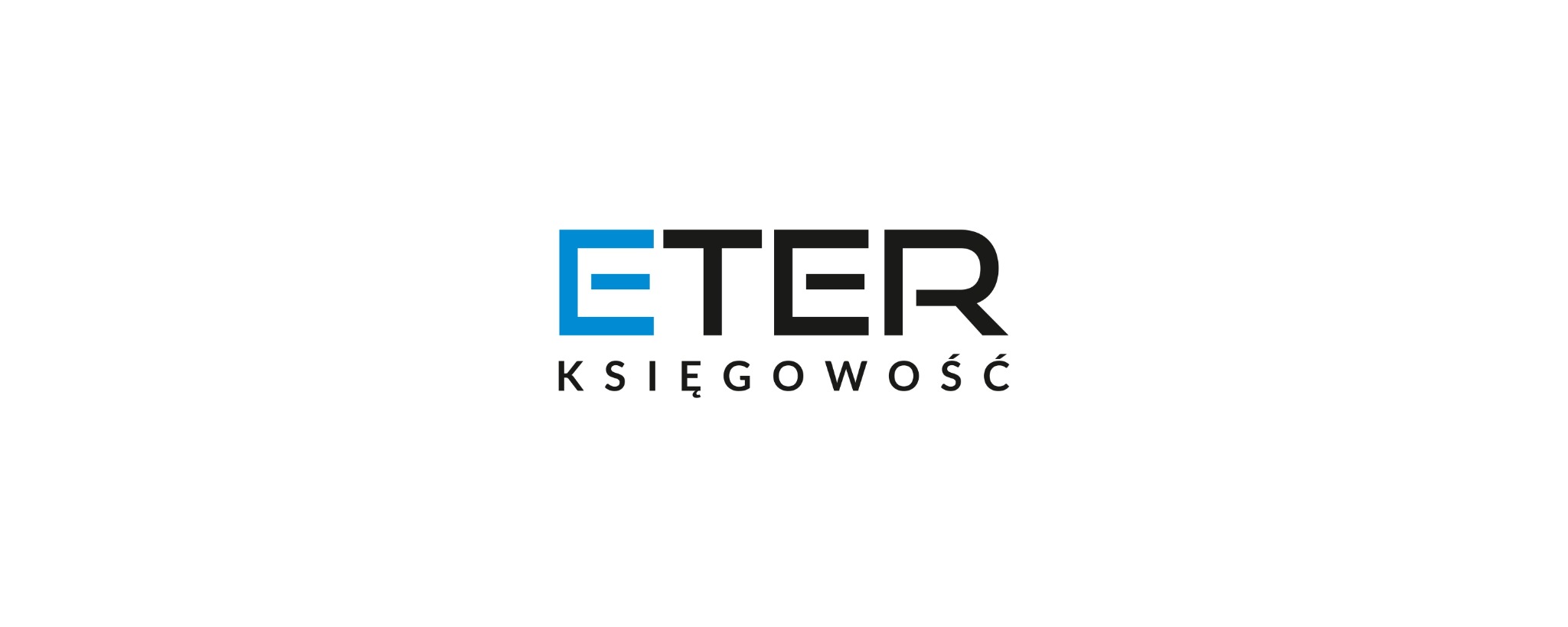 Logo firmy ETER Księgowość z niebieskim 'ETER' i czarnym 'KSIĘGOWOŚĆ' na białym tle.