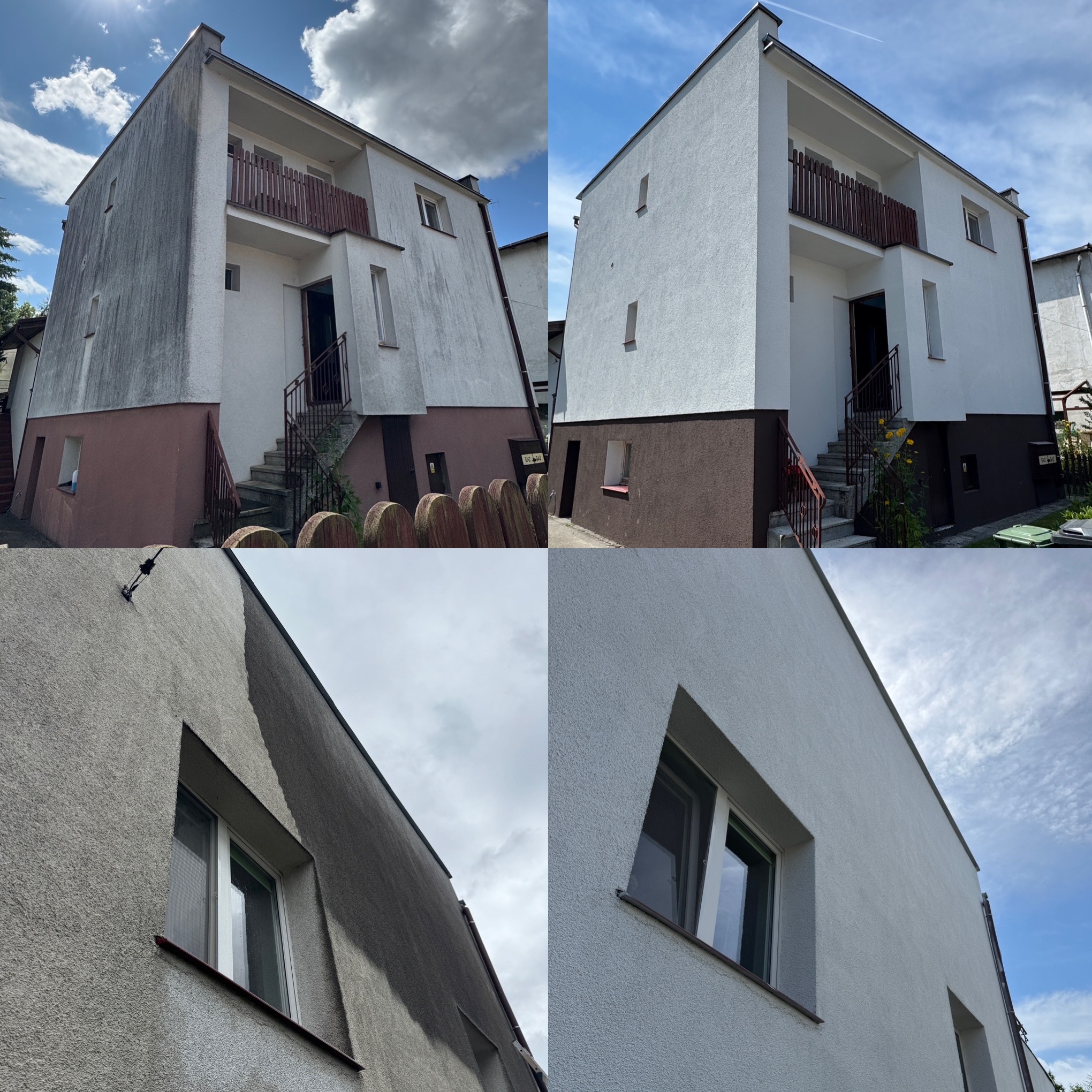 Czyszczenie powierzchni elewacji + malowanie natryskowe