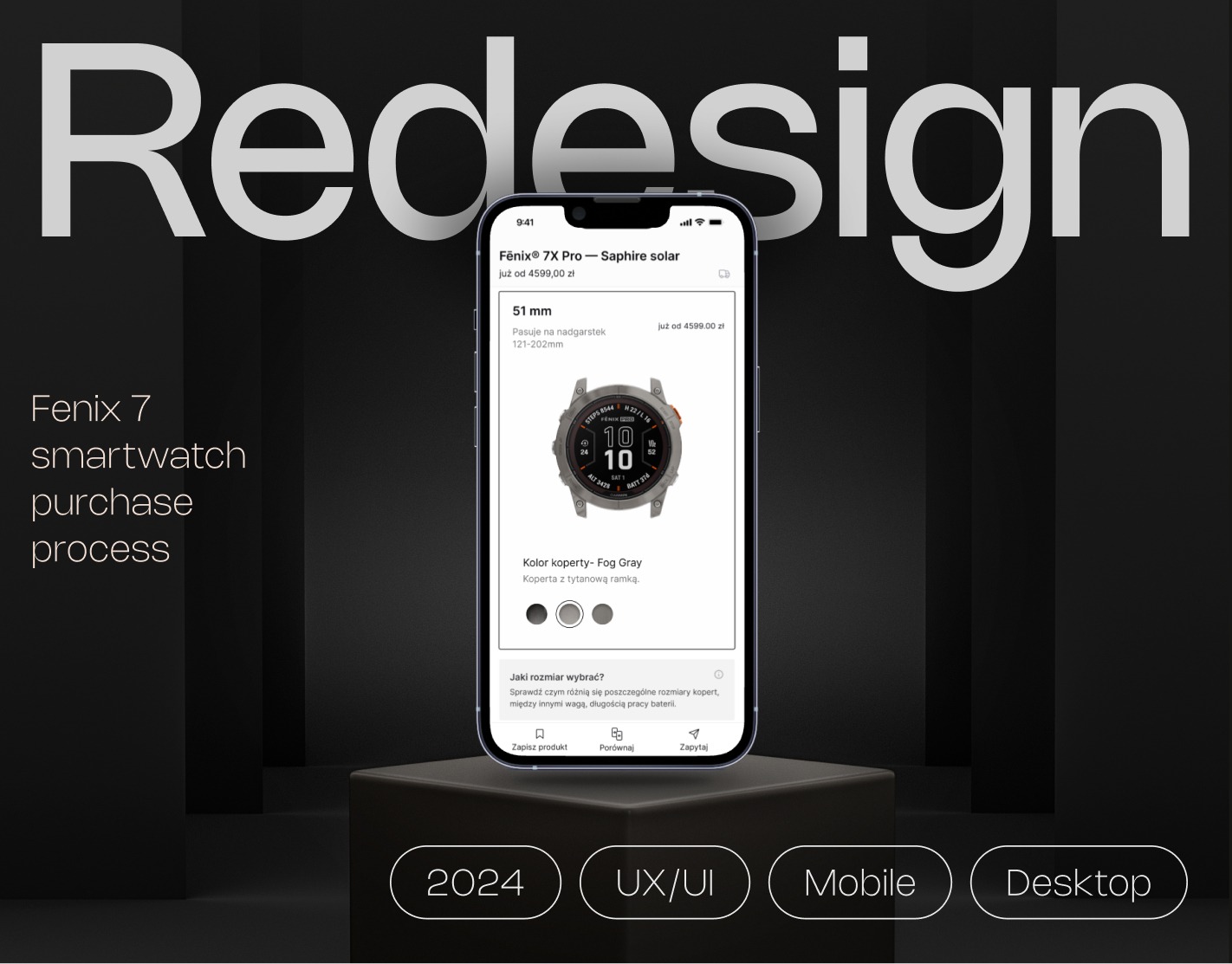 Redesign procesu zakupowego zegarka Fenix 7 Garmin