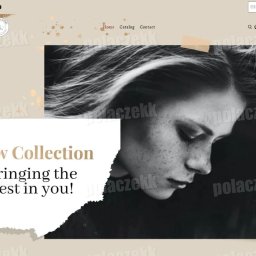 Rafał - Strona internetowa z czarno-białym zdjęciem kobiety z profilu i napisem 'New Collection Bringing the best in you!'