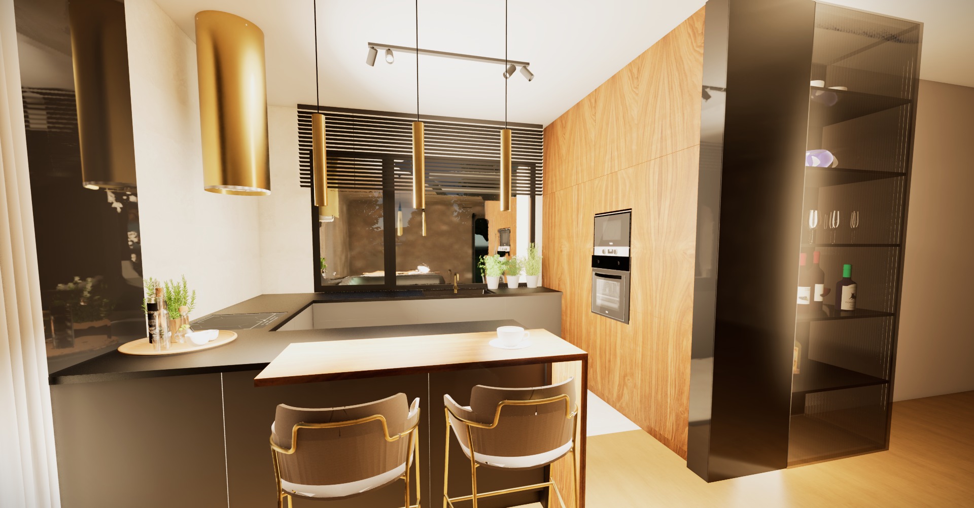 kuchnia z ukrytym wejściem do spiżarni